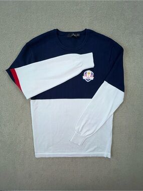 Rare! Ralph Lauren RLX Colorblock Long Sleeve Sweater USA Crest Ryder Cup 2016